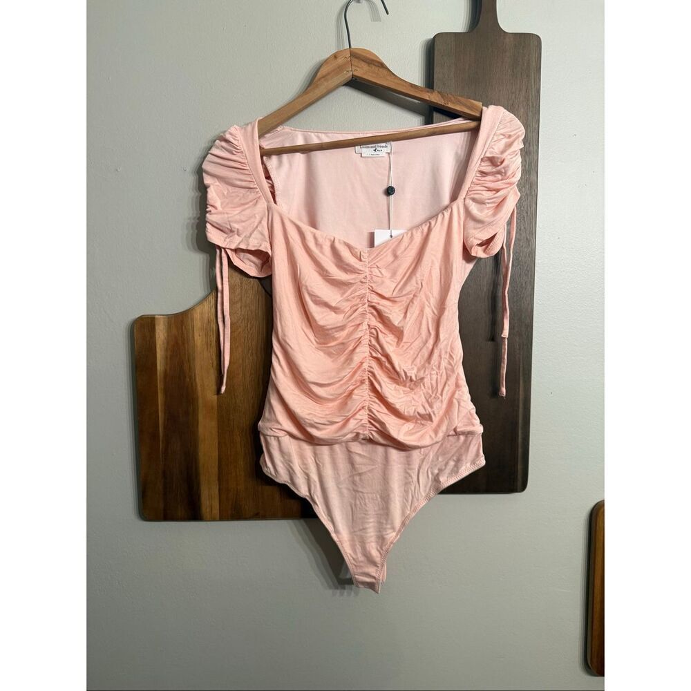 Love and Friends Light Pink Front Ruched Short Sleeve Jupiter Bodysuit Small NWT